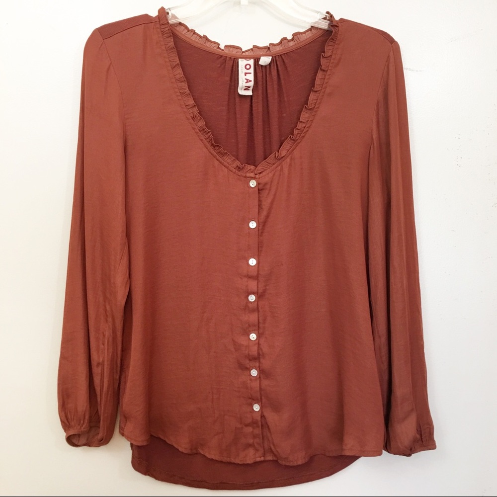 Anthropologie Terracotta Button-Down Blouse